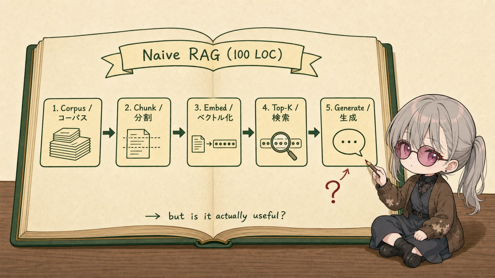 naive RAG パイプラインの全体像と「動く / 使える」の谷