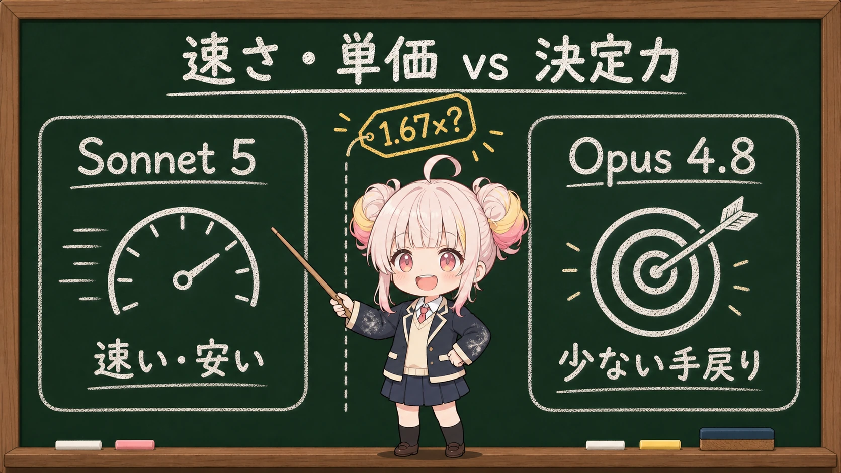 Sonnet 5 と Opus 4.8 の比較の全体像:速さと単価 vs 決定力
